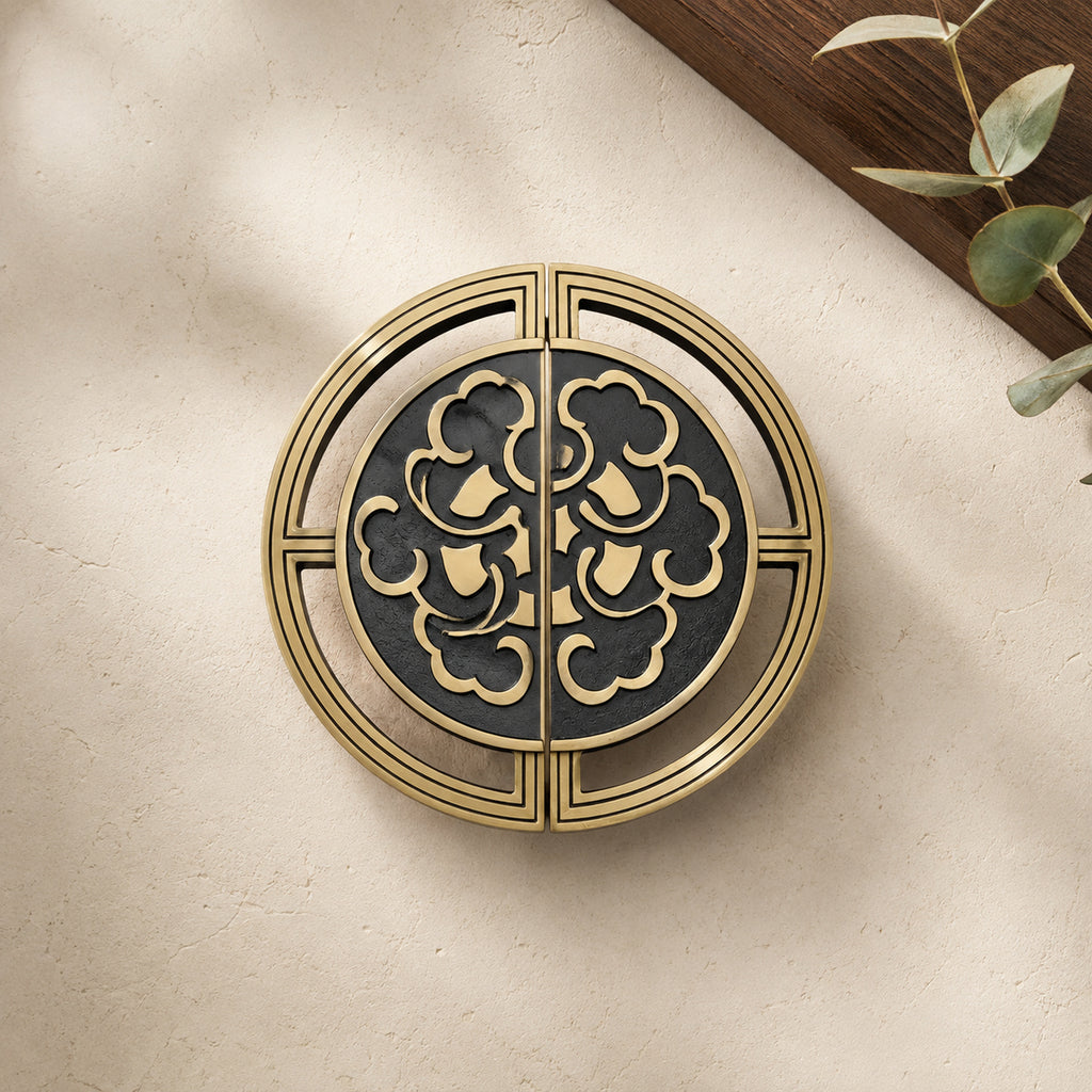 Solid Brass Peony Double-Door Pull, Chinoiserie – solid brass by VivaBrass