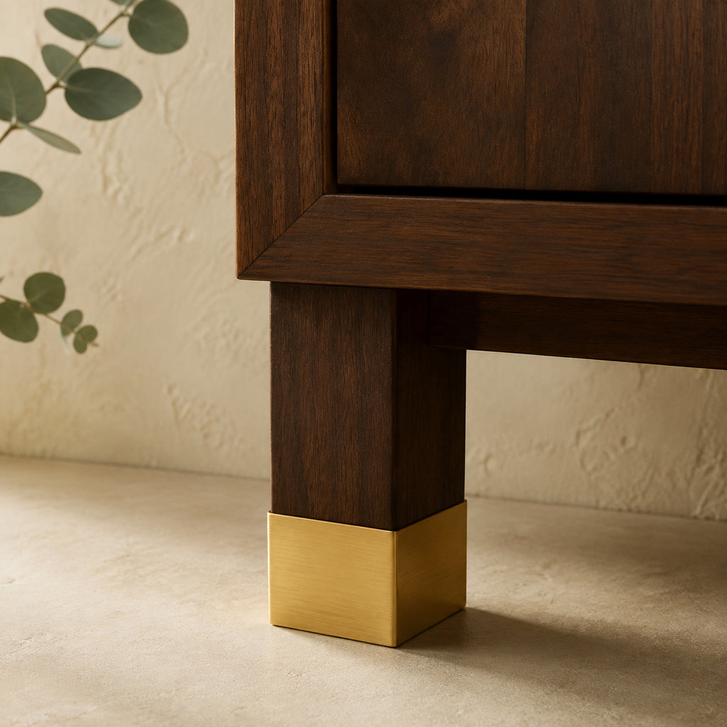 Solid Brass Square Leg Cap, Closed-End – solid brass by VivaBrass (view 2)