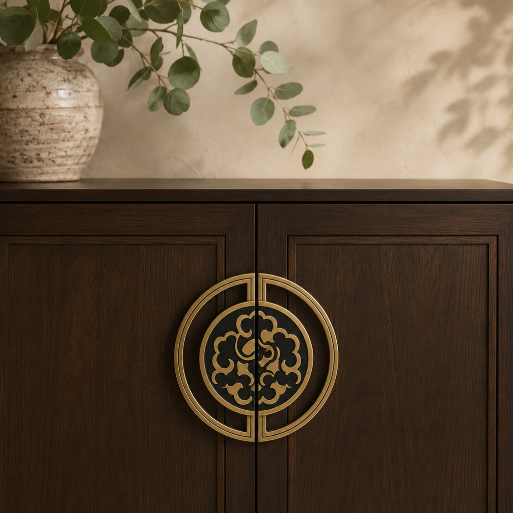 Solid Brass Peony Double-Door Pull, Chinoiserie – solid brass by VivaBrass (view 2)