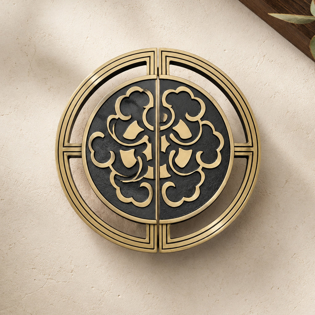 Solid Brass Peony Double-Door Pull, Chinoiserie – solid brass by VivaBrass (view 4)