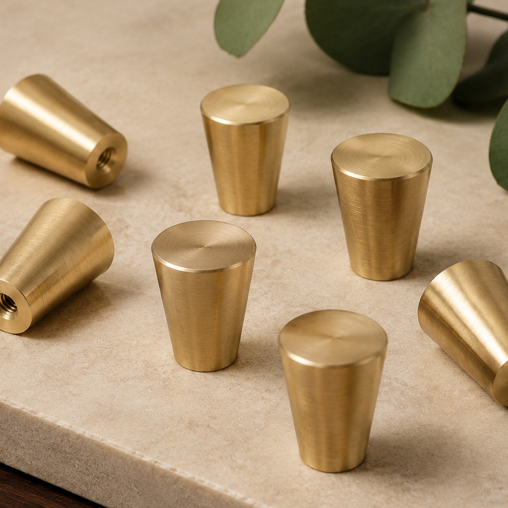 Solid Brass Tapered Single-Hole Knob – solid brass by VivaBrass (view 4)