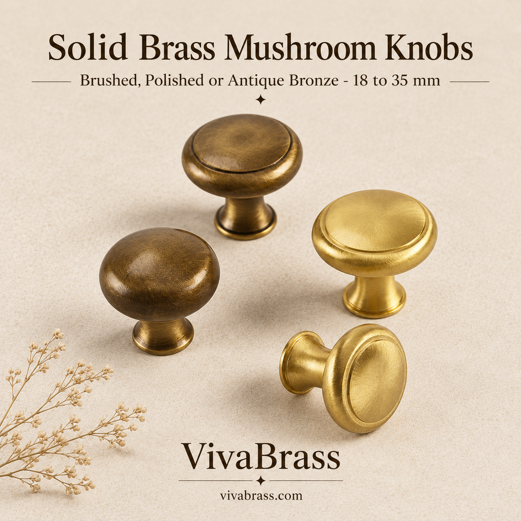 VivaBrass solid brass mushroom knob (1)