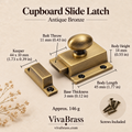 Antique Bronze – solid brass slide latch by VivaBrass