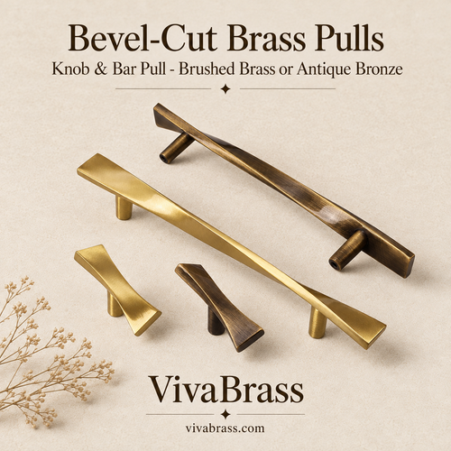 VivaBrass bevel-cut solid brass knob and bar pull (1)