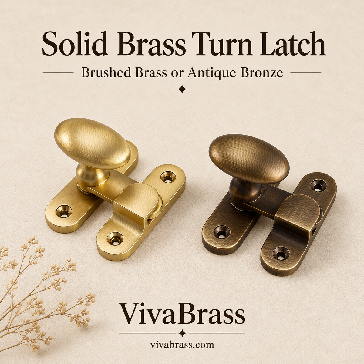 VivaBrass solid brass turn latch (1)