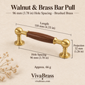 96 mm Hole Spacing - Brushed Brass – walnut and brass bar pull by VivaBrass