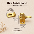 Bird Catch Latch - Natural Brass – solid brass slide bolt by VivaBrass