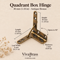 Quadrant Hinge 30 mm - Antique Bronze – solid brass box hardware by VivaBrass