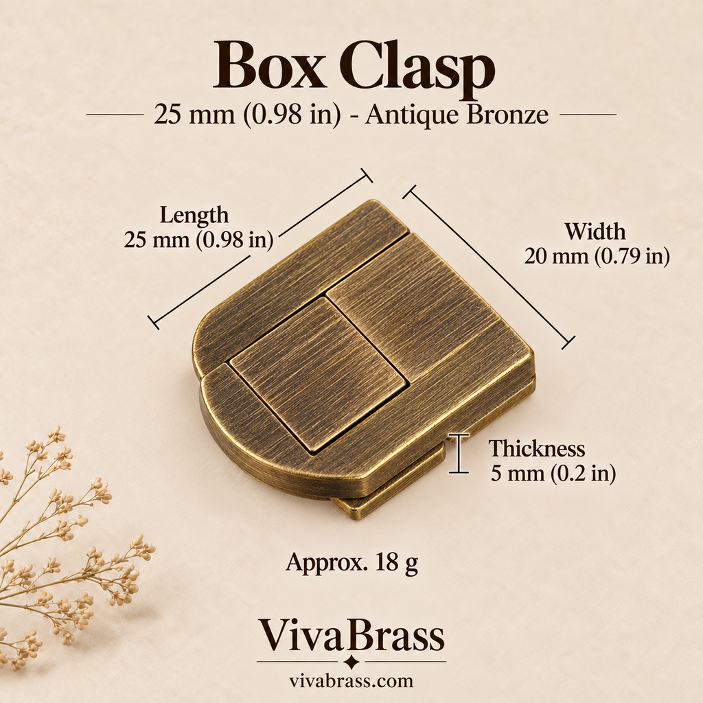 Box Clasp 25 mm - Antique Bronze – solid brass box hardware by VivaBrass