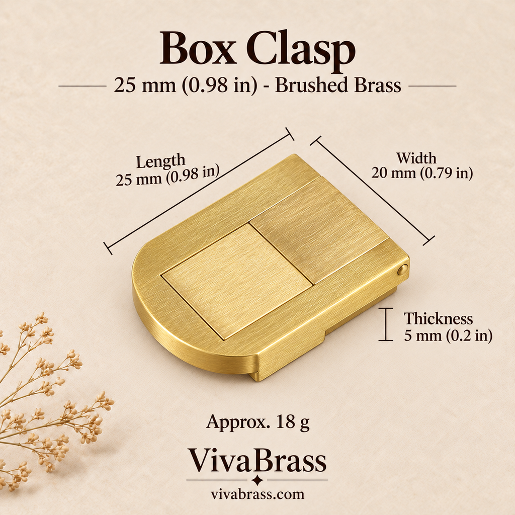 Box Clasp 25 mm - Brushed Brass – solid brass box hardware by VivaBrass