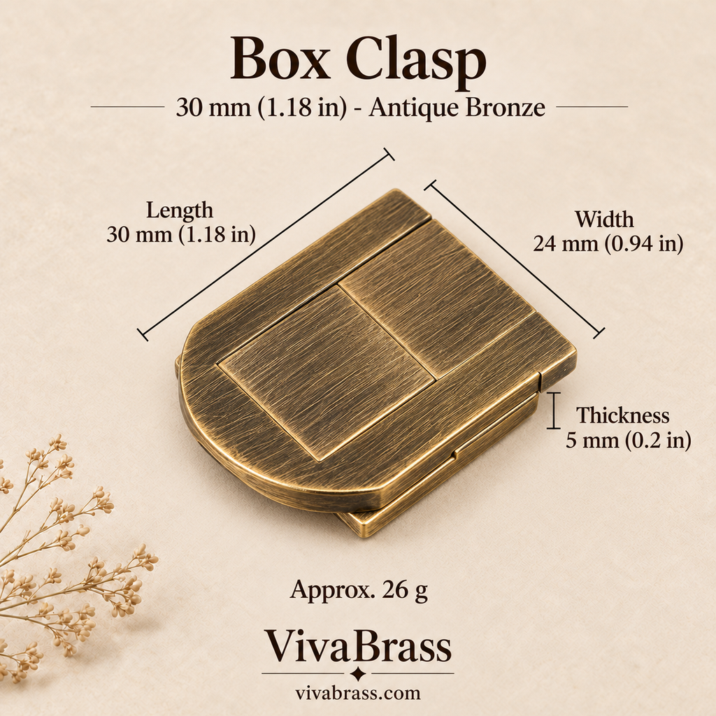 Box Clasp 30 mm - Antique Bronze – solid brass box hardware by VivaBrass