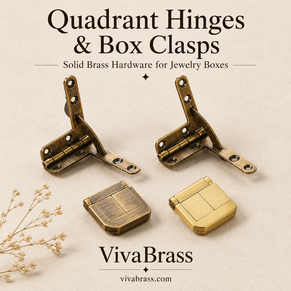 VivaBrass solid brass quadrant hinge and box clasp (1)