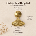 Ginkgo Leaf Drop Pull - Brushed Brass – solid brass drop pull by VivaBrass