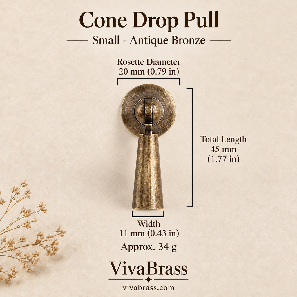 Cone Drop Pull Small - Antique Bronze – solid brass drop pull by VivaBrass