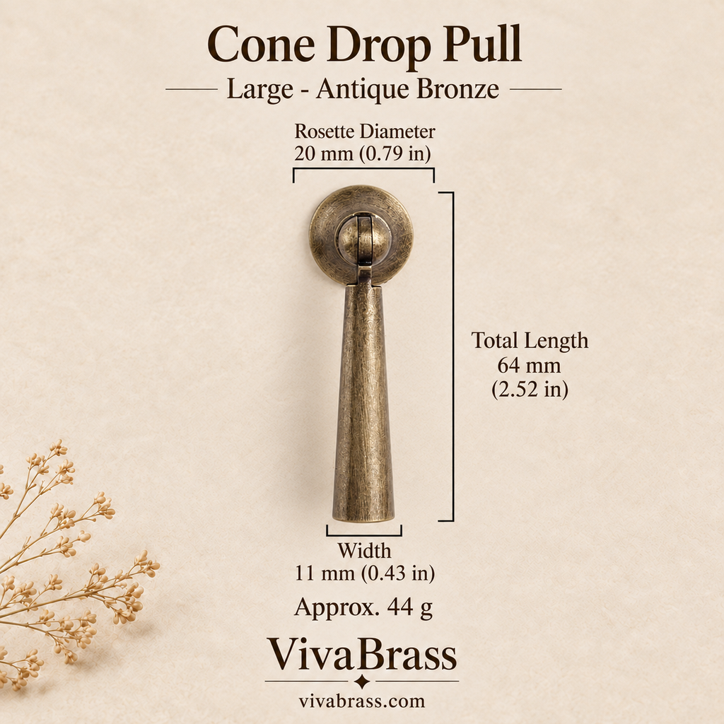 Cone Drop Pull Large - Antique Bronze – solid brass drop pull by VivaBrass