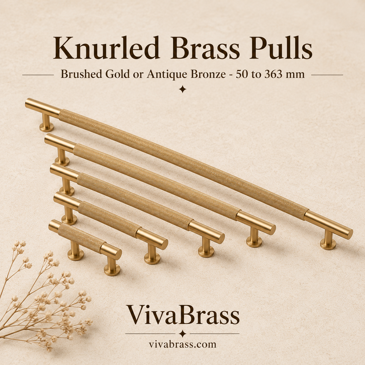 VivaBrass knurled solid brass bar pull (1)