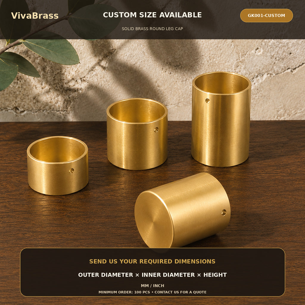 Solid Brass Leg Cap, Closed-End Custom Size (made to order) – solid brass by VivaBrass
