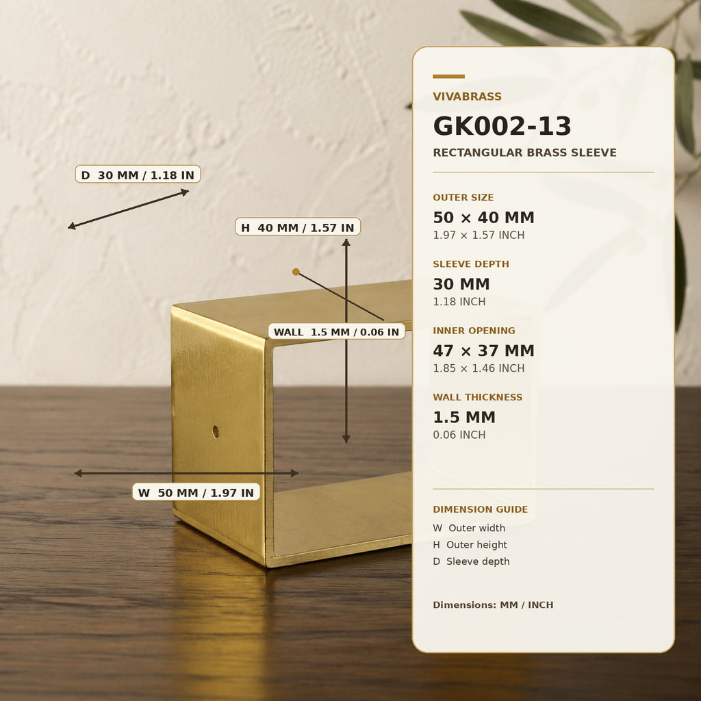 Solid Brass Square Leg Cap 50 × 40 × H30mm – solid brass by VivaBrass