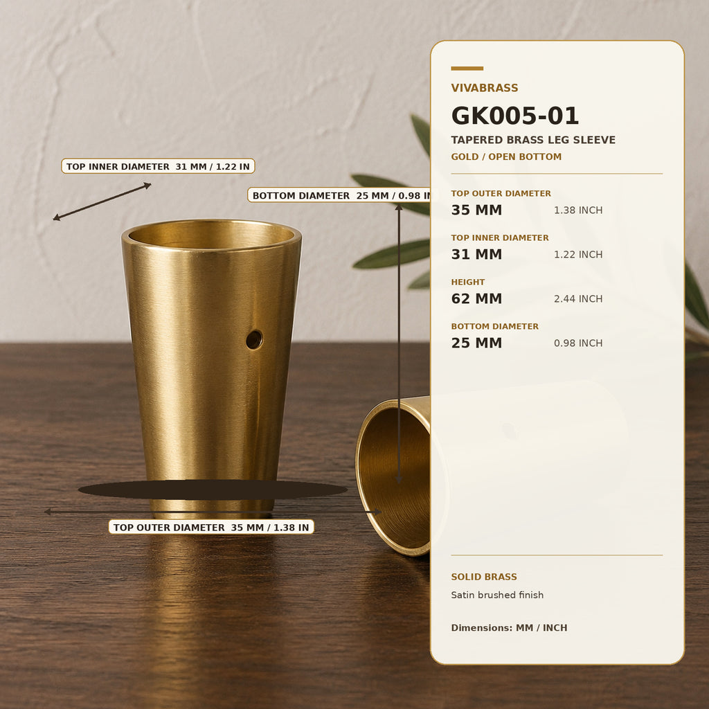 Solid Brass Tapered Cabinet Foot Gold – solid brass by VivaBrass