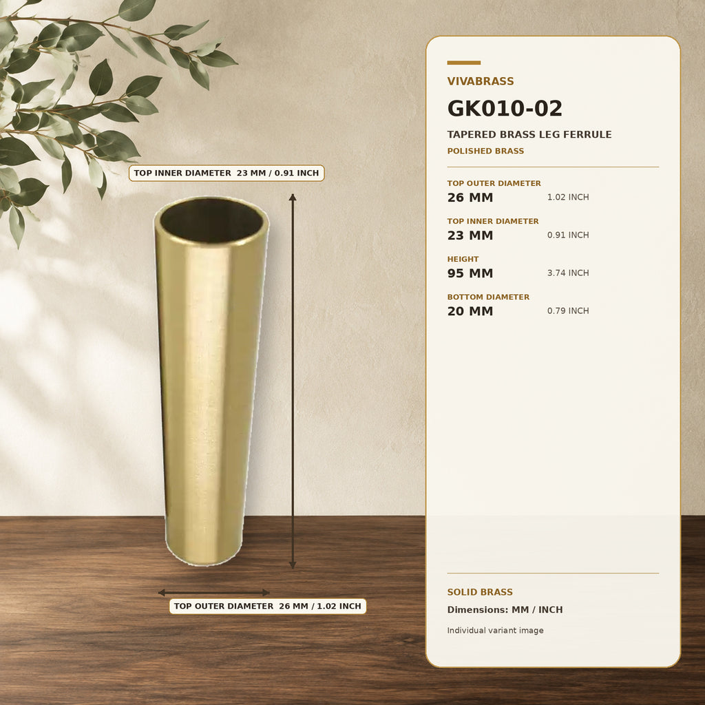 Solid Brass Furniture Leg Cap Polished Brass – solid brass by VivaBrass