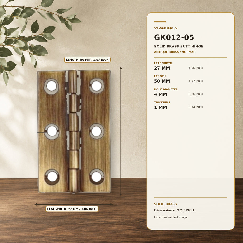 Solid Brass Concealed Barrel Hinge, Silent 2in Antique Brass Normal – solid brass by VivaBrass