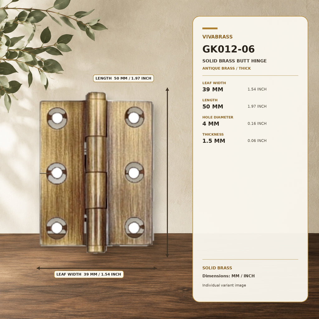 Solid Brass Concealed Barrel Hinge, Silent 2in Antique Brass Thick – solid brass by VivaBrass