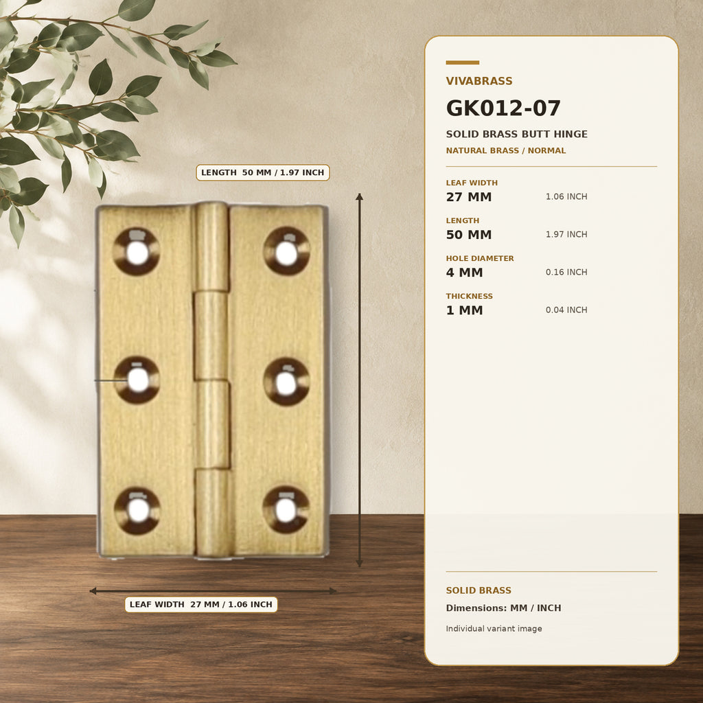 Solid Brass Concealed Barrel Hinge, Silent 2in Natural Brass Normal – solid brass by VivaBrass