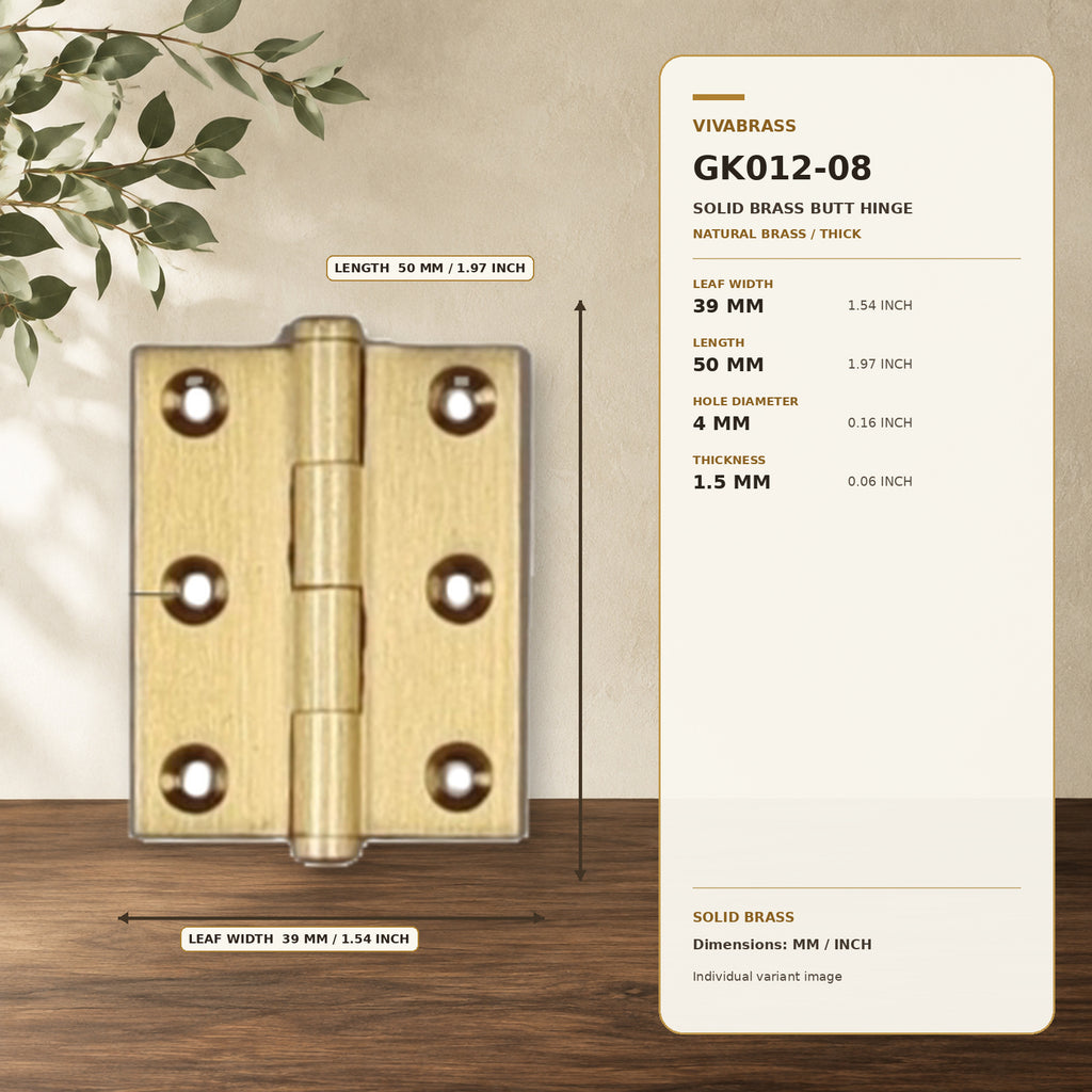 Solid Brass Concealed Barrel Hinge, Silent 2in Natural Brass Thick – solid brass by VivaBrass