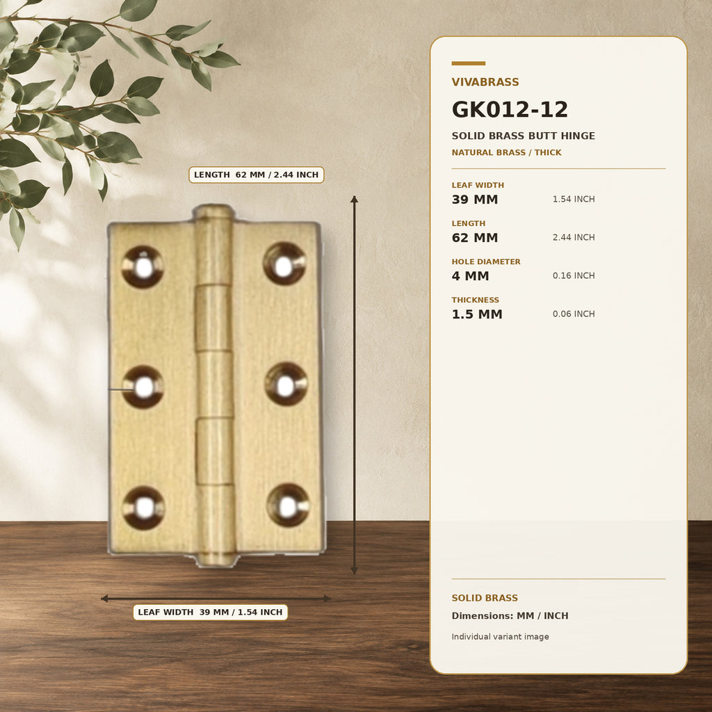 Solid Brass Concealed Barrel Hinge, Silent 2.5in Natural Brass Thick – solid brass by VivaBrass