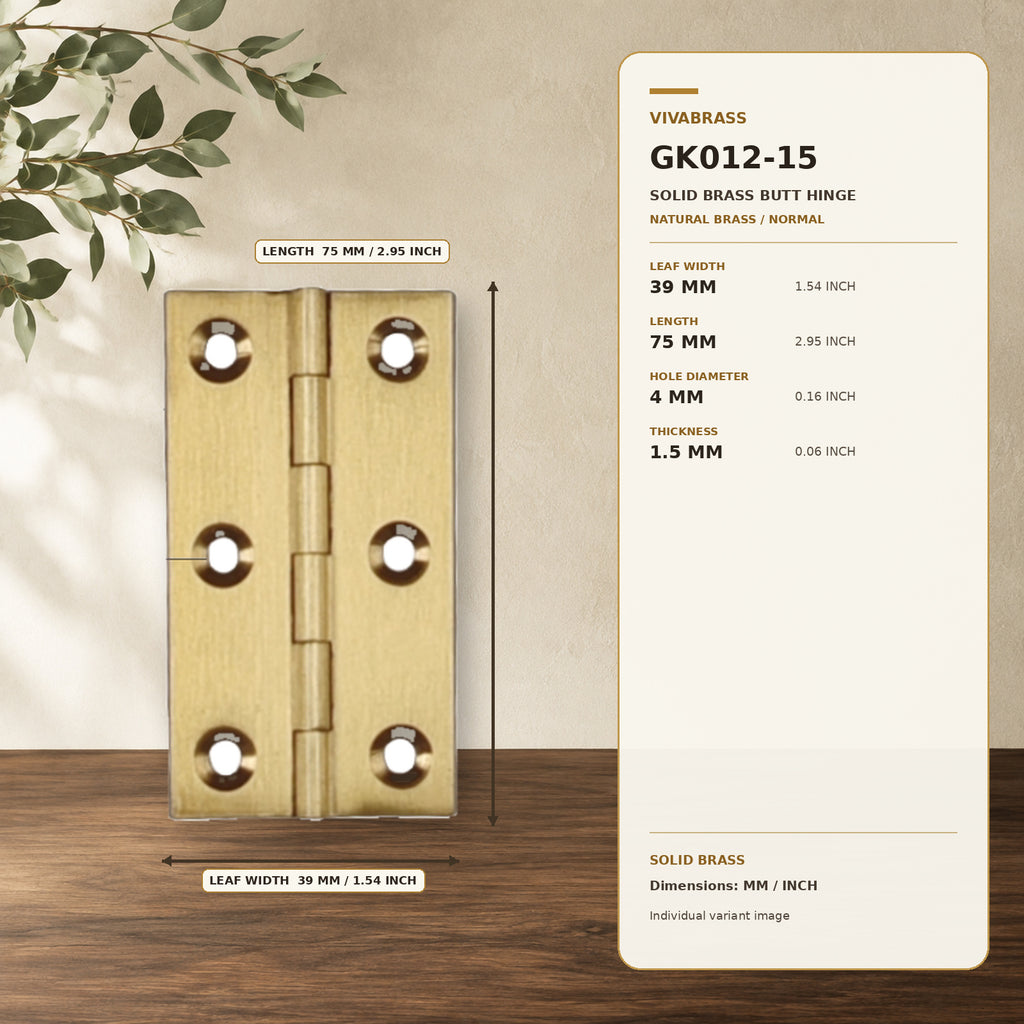 Solid Brass Concealed Barrel Hinge, Silent 3in Natural Brass Normal – solid brass by VivaBrass