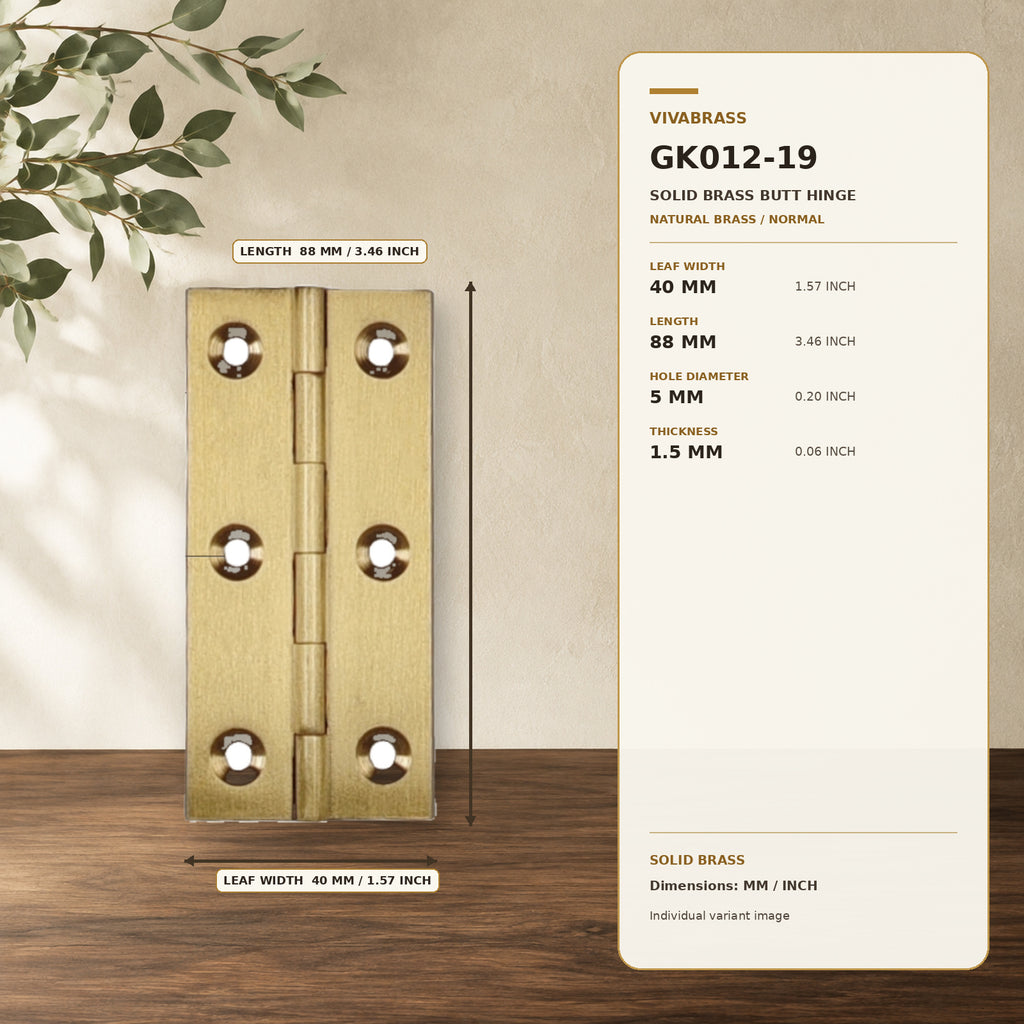 Solid Brass Concealed Barrel Hinge, Silent 3.5in Natural Brass Normal – solid brass by VivaBrass
