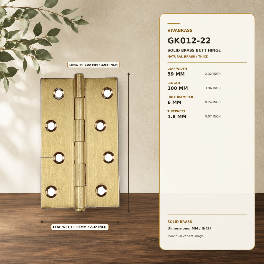 Solid Brass Concealed Barrel Hinge, Silent 4in Natural Brass Thick – solid brass by VivaBrass
