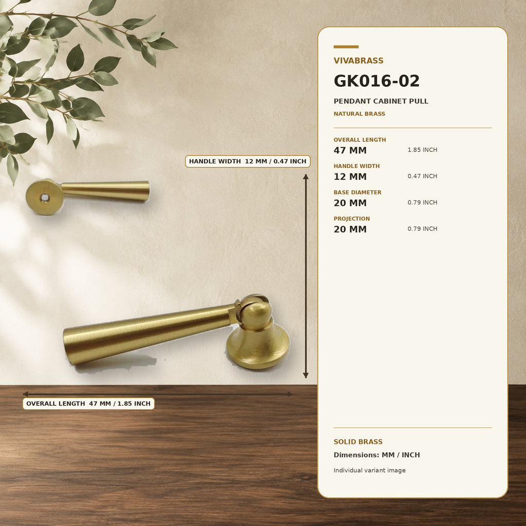 Solid Brass Drop Pendant Pull, Single-Hole 4602 – solid brass by VivaBrass
