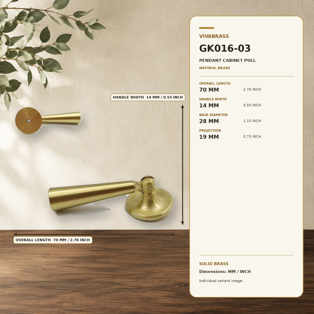 Solid Brass Drop Pendant Pull, Single-Hole 4604 – solid brass by VivaBrass
