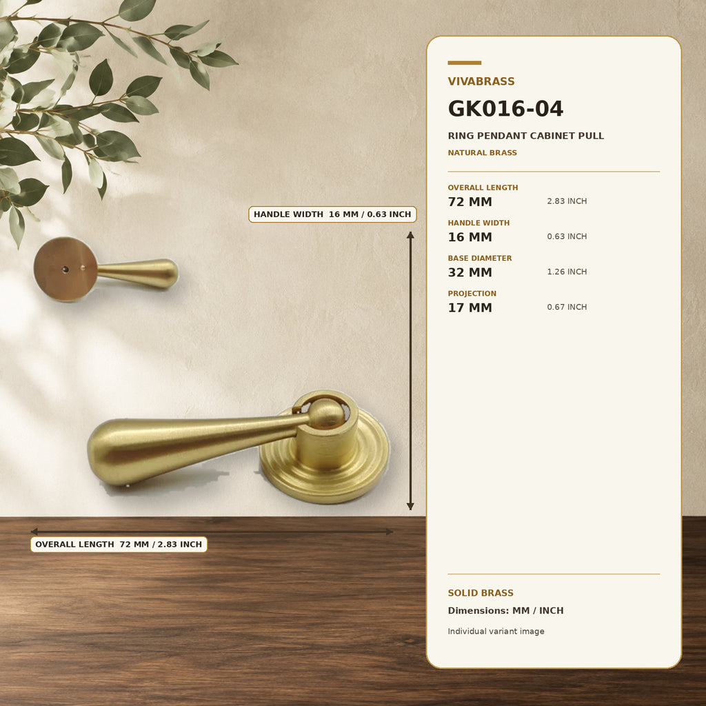 Solid Brass Drop Pendant Pull, Single-Hole 4702 – solid brass by VivaBrass