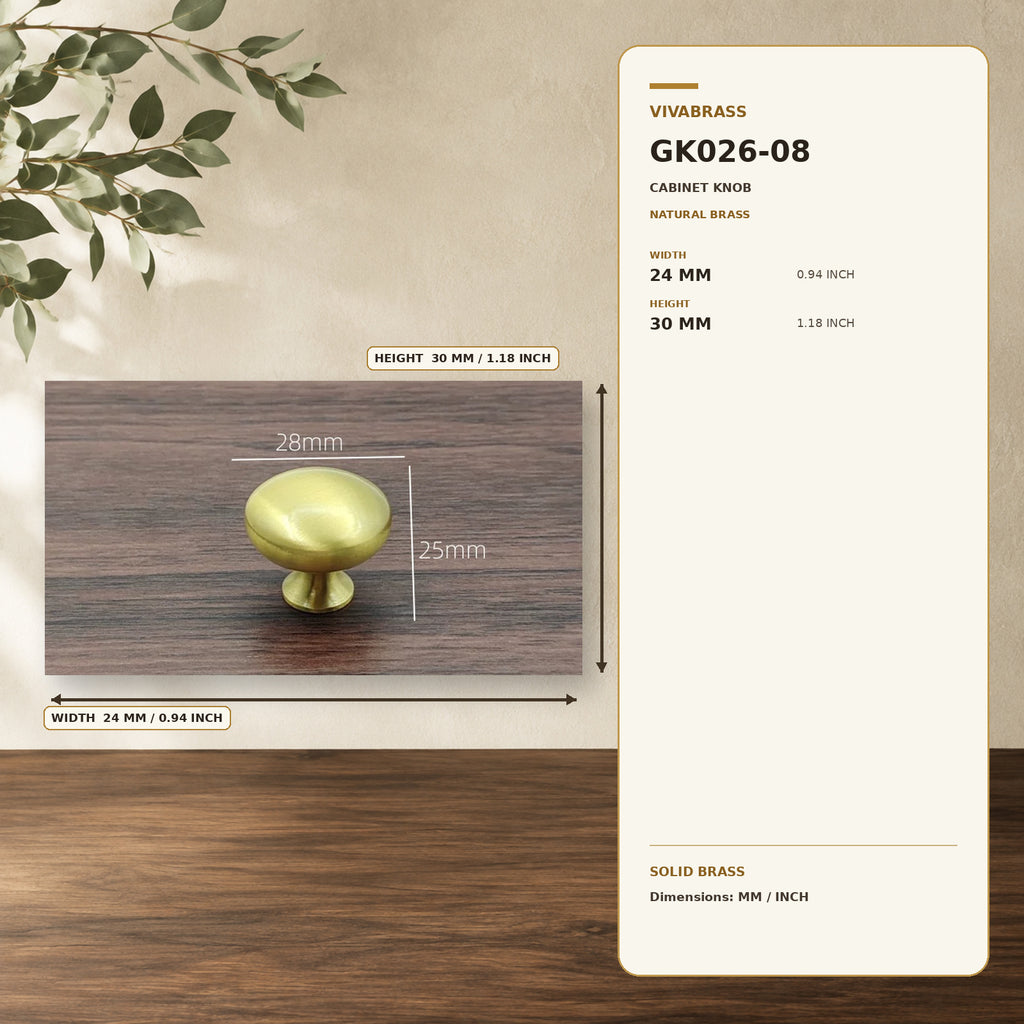 Solid Brass Cabinet Pull & Knob, Luxe 5308 – solid brass by VivaBrass