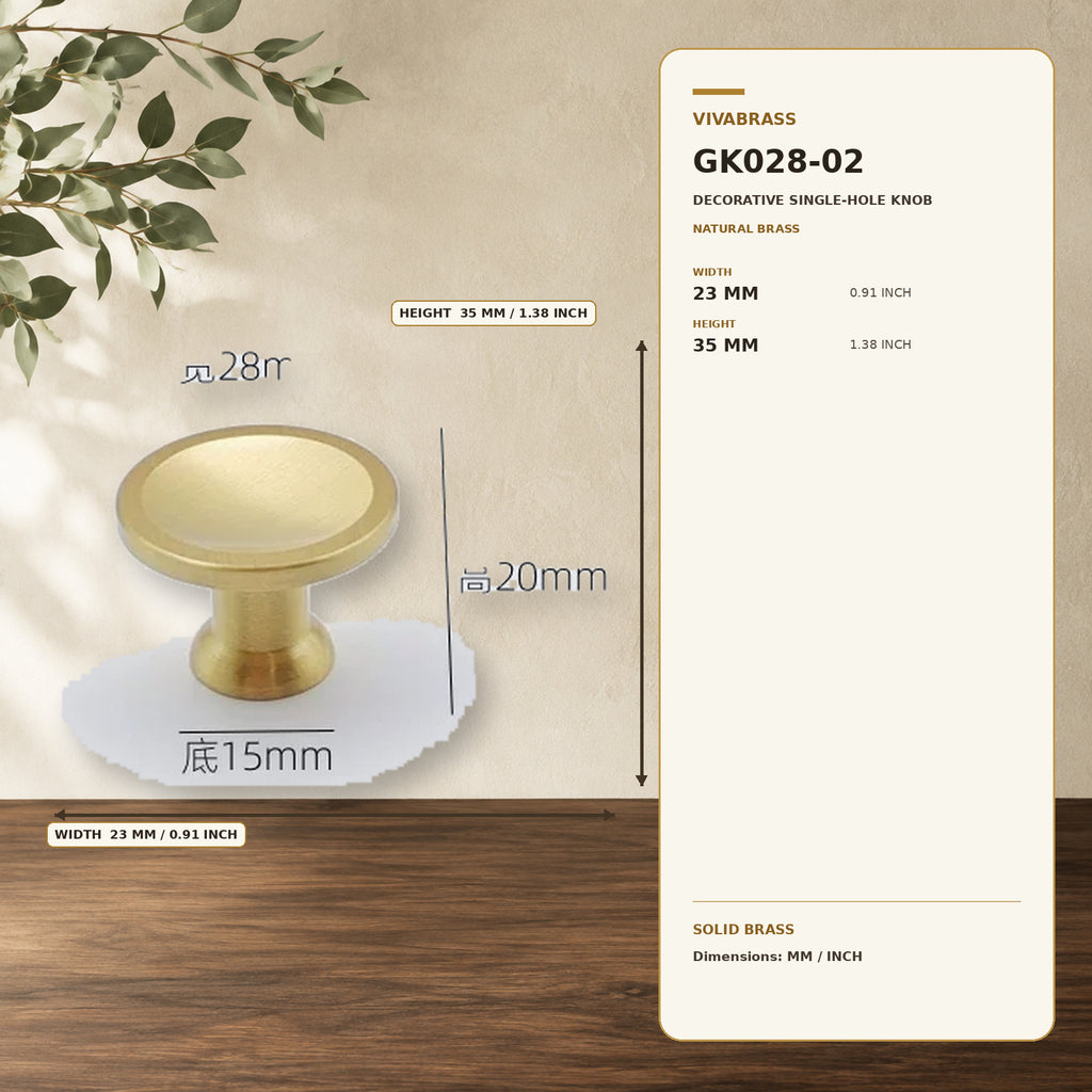 Solid Brass Single-Hole Knob 0701 – solid brass by VivaBrass