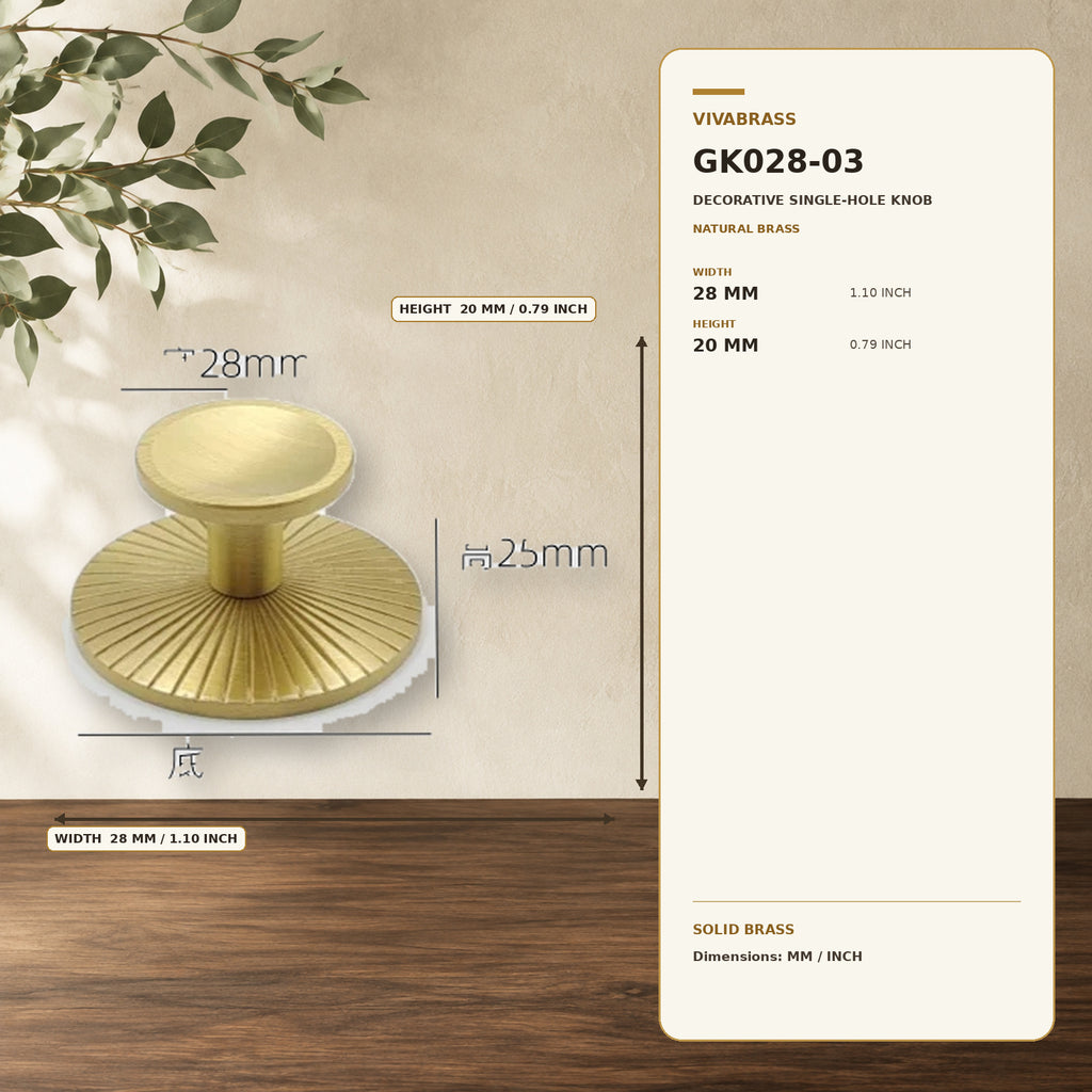 Solid Brass Single-Hole Knob 0703 – solid brass by VivaBrass