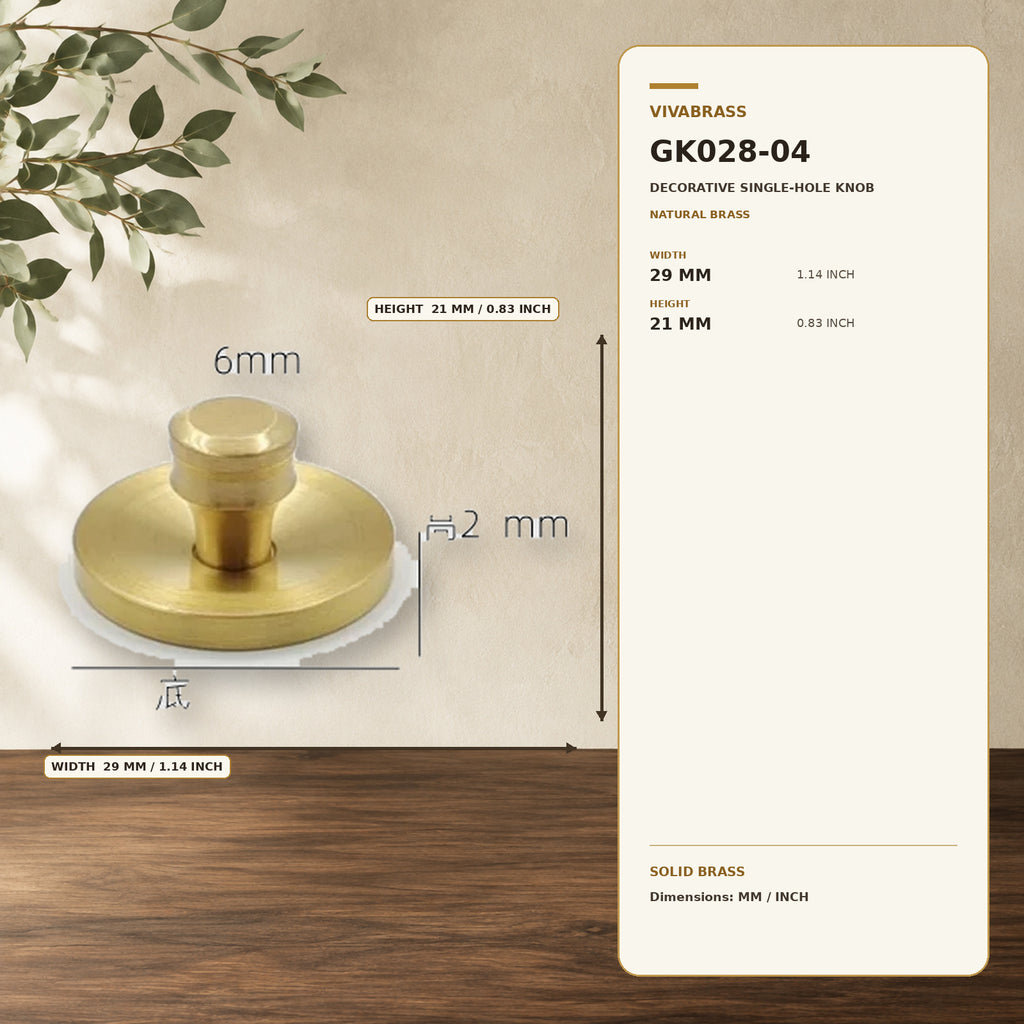 Solid Brass Single-Hole Knob 0704 – solid brass by VivaBrass