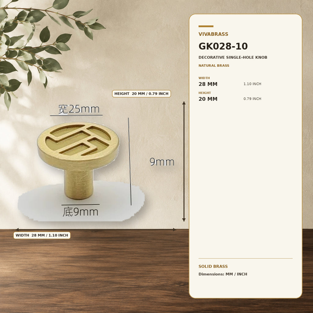 Solid Brass Single-Hole Knob 5507 – solid brass by VivaBrass
