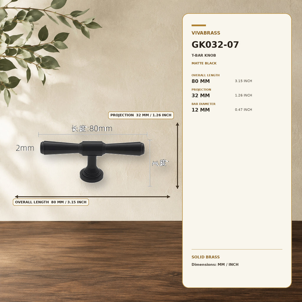 Solid Brass Bar Pull & Knob, French Luxe 4914 T Matte Black – solid brass by VivaBrass