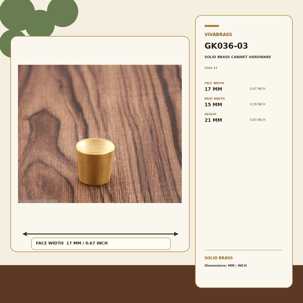Solid Brass Single-Hole Knob 5501 17mm – solid brass by VivaBrass