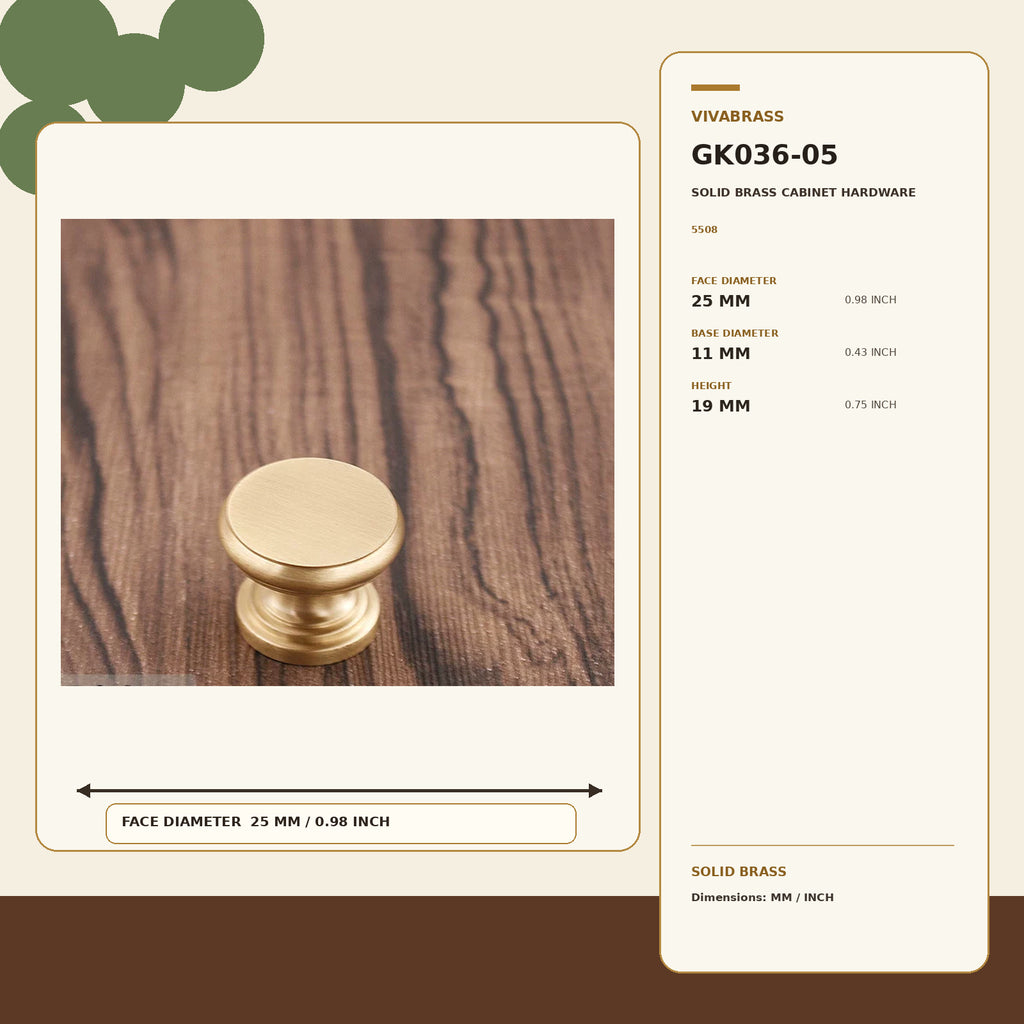 Solid Brass Single-Hole Knob 5508 – solid brass by VivaBrass