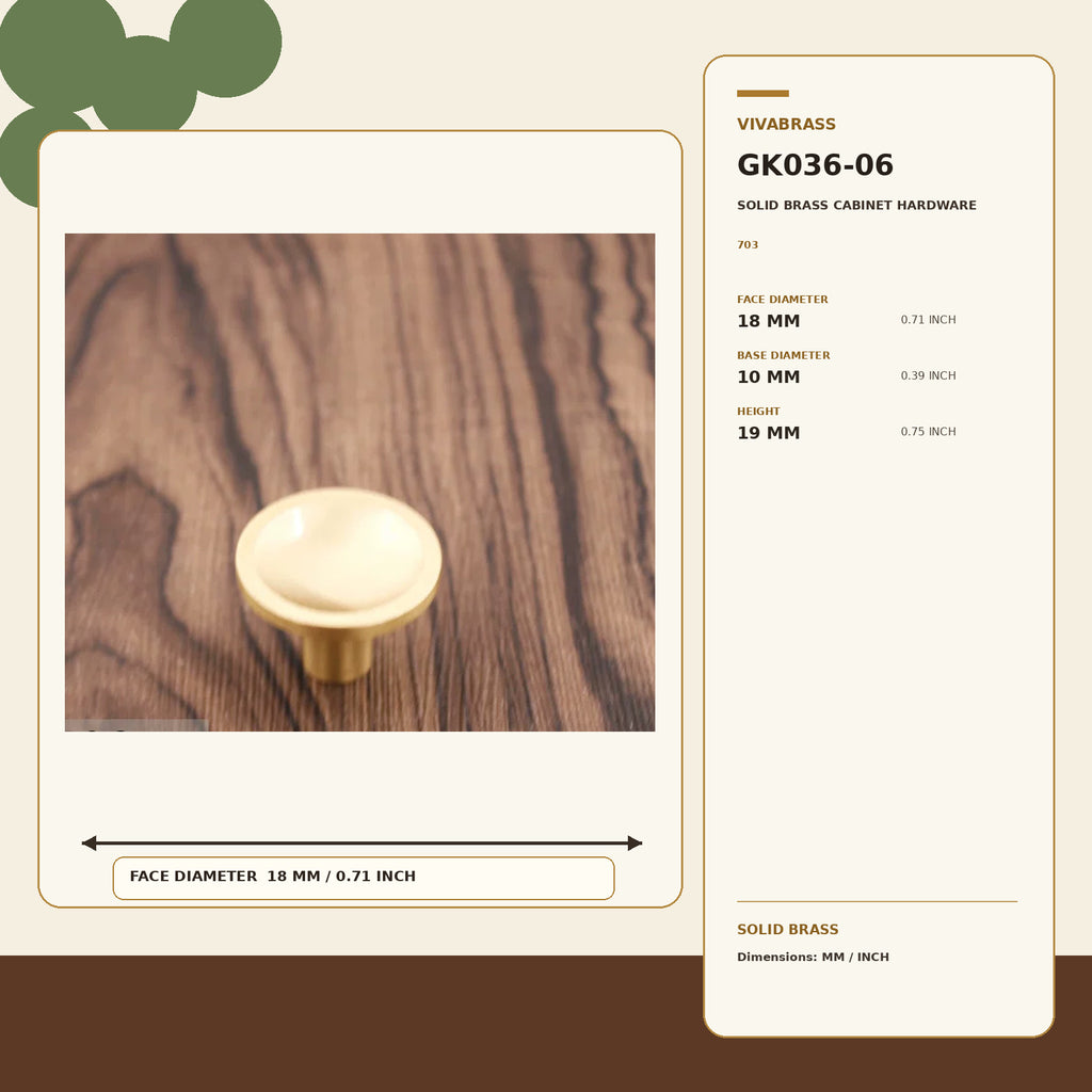 Solid Brass Single-Hole Knob 703 – solid brass by VivaBrass