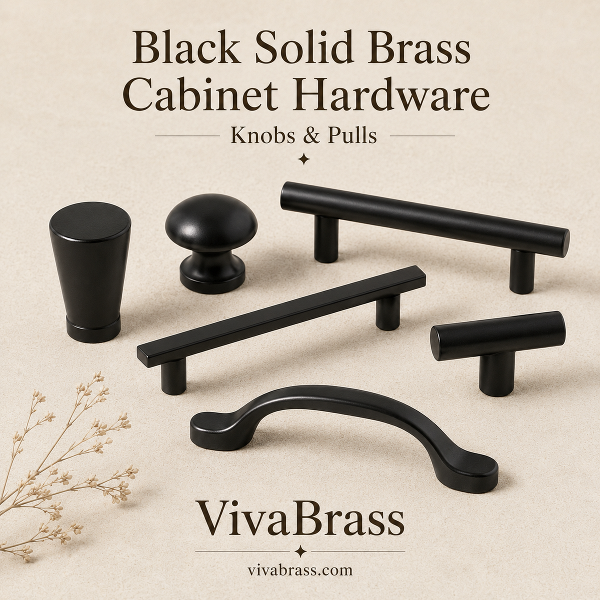 VivaBrass black solid brass cabinet hardware (2)