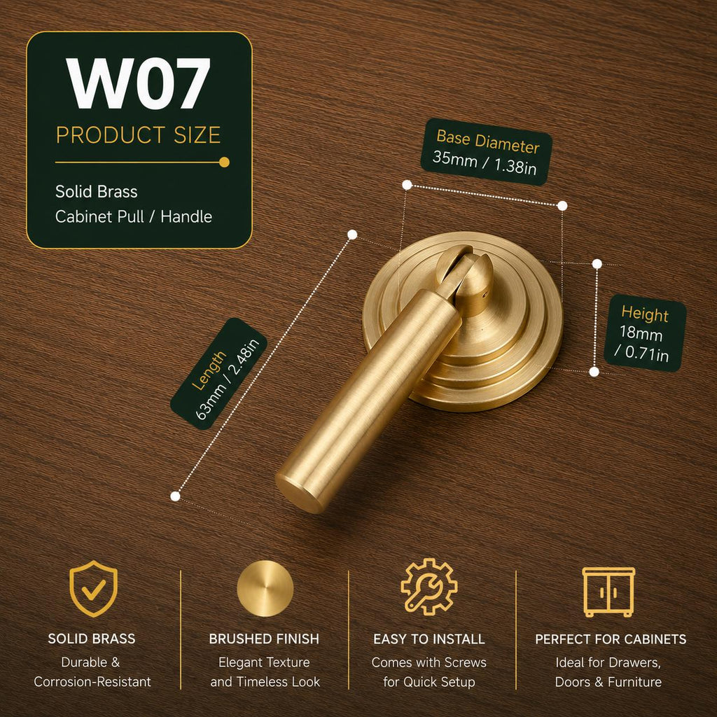 Solid Brass Cabinet Pull Handle, Chinese Style Drawer Pull, Brushed Gold Dresser Knob