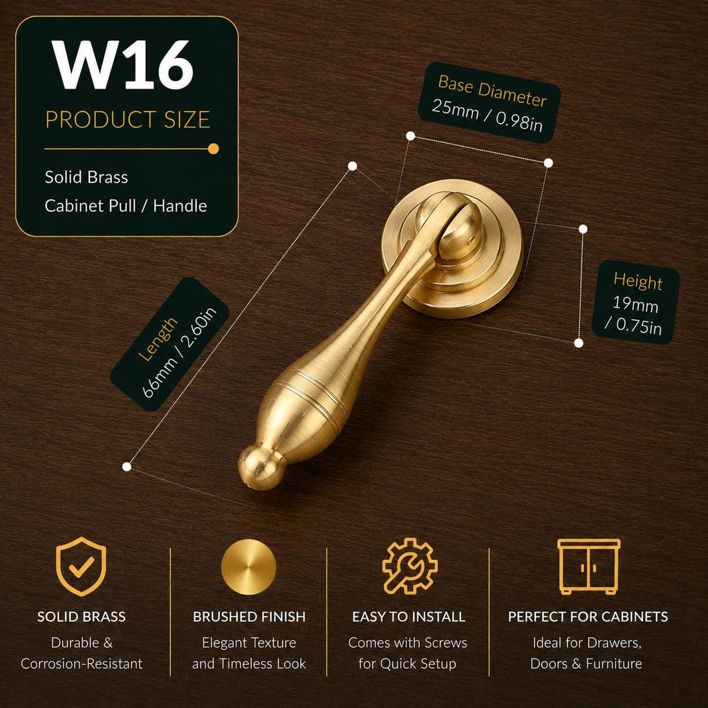 Solid Brass Cabinet Pull Handle, Chinese Style Drawer Pull, Brushed Gold Dresser Knob