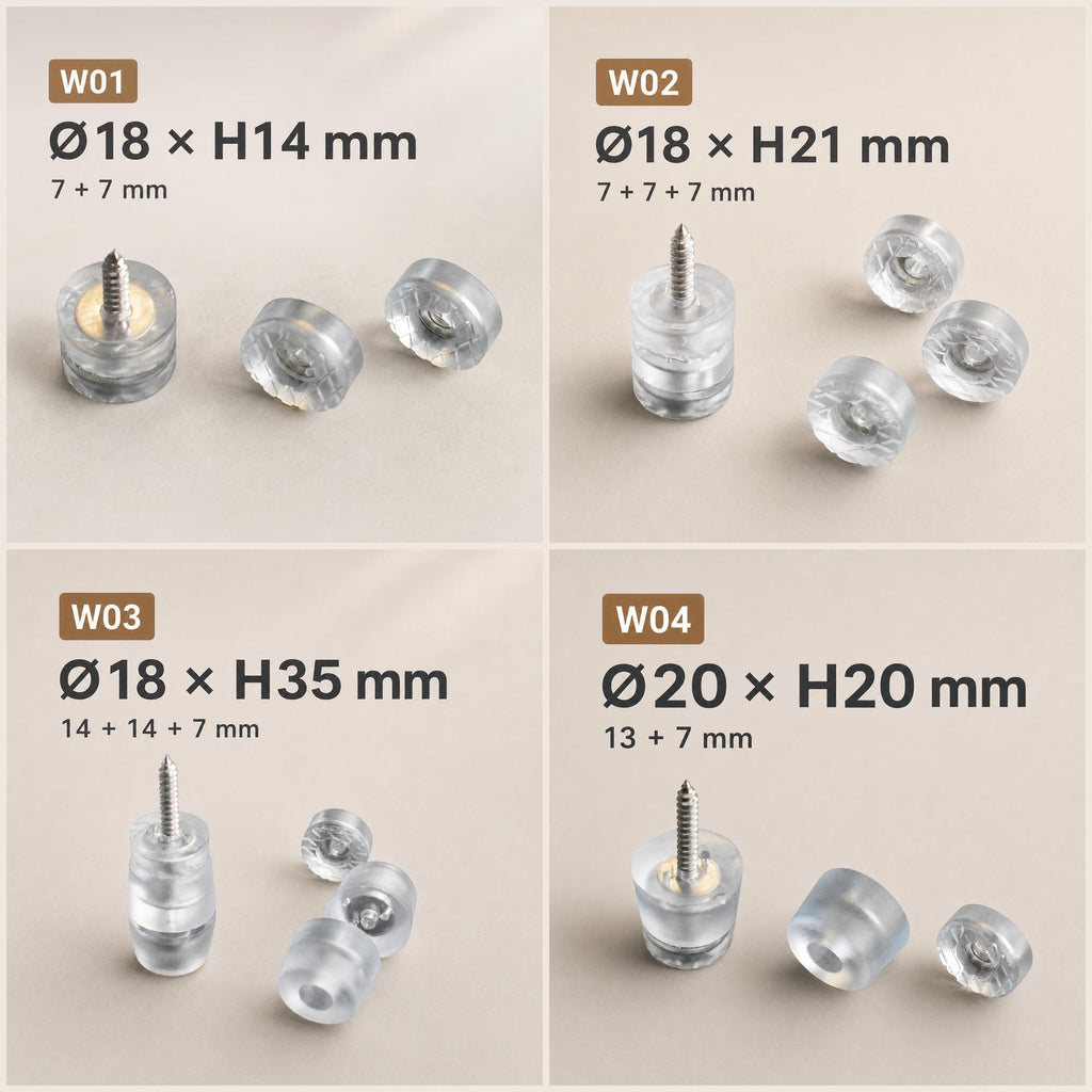 Clear Furniture Leg Risers with Screws, Height Extenders for Tables, Sofas