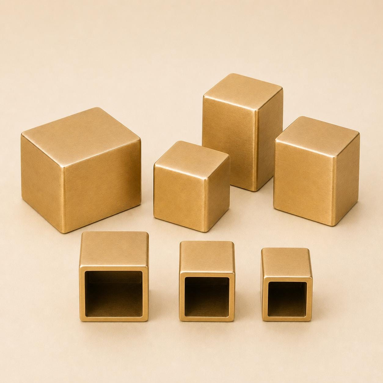 Square Solid Brass Furniture Leg Caps, Closed-End Ferrules, Custom Sizes & Engraving