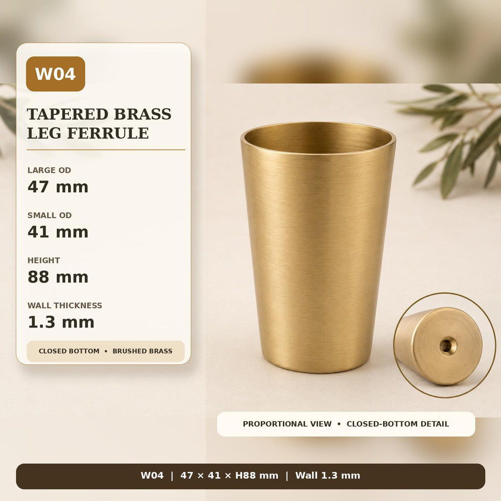 Solid Brass Tapered Furniture Leg Caps, Nordic Style Metal Feet Protectors